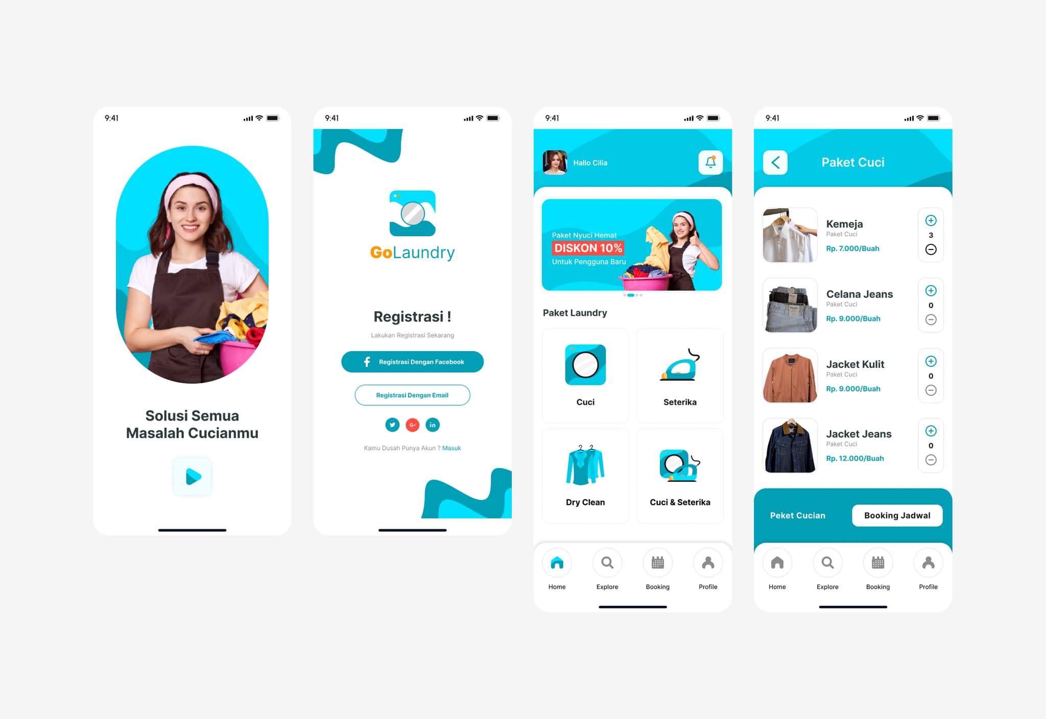 Go Londray Mobile App Design